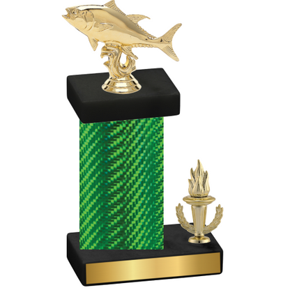 Accented Single Green Carbon Fiber Victory Fishing Trophy