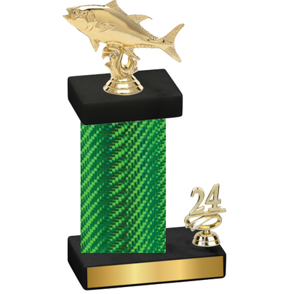 Accented Single Green Carbon Fiber Year Fishing Trophy