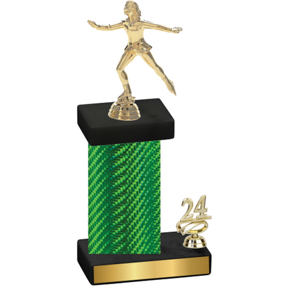 Accented Single Green Carbon Fiber Year Skater Trophy