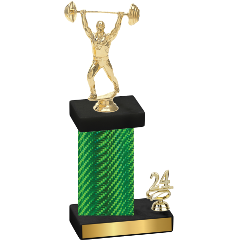 Accented Single Green Carbon Fiber Year Weights Trophy