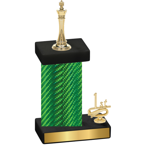 Accented Single Green Carbon Fiber First Place Chess Trophy