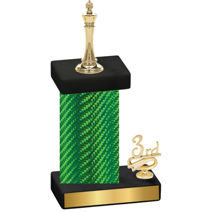 Accented Single Green Carbon Fiber Third Place Chess Trophy