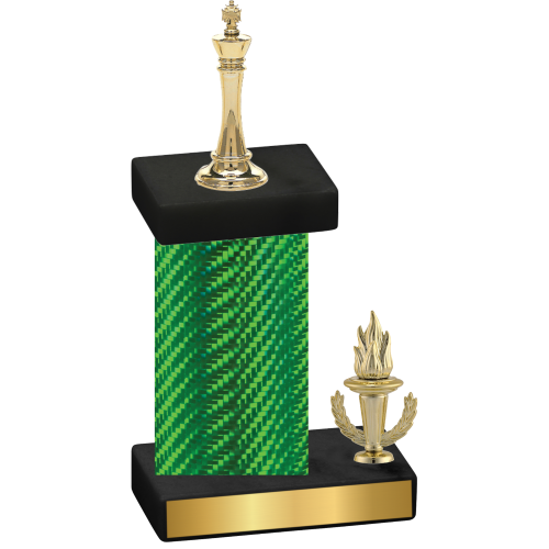 Accented Single Green Carbon Fiber Victory Chess Trophy