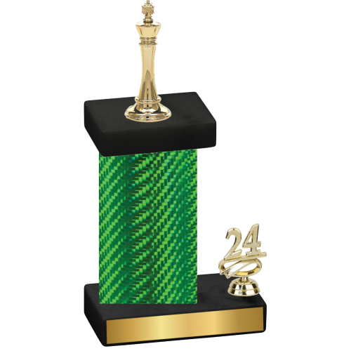 Accented Single Green Carbon Fiber Year Chess Trophy