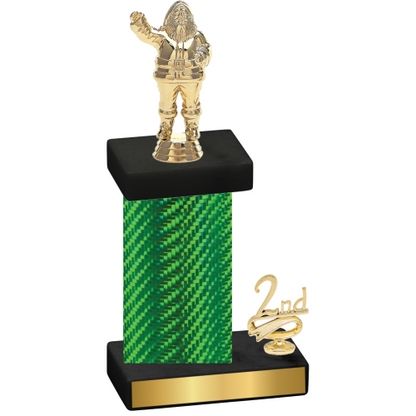 Accented Single Green Carbon Fiber Second Place Holiday Trophy