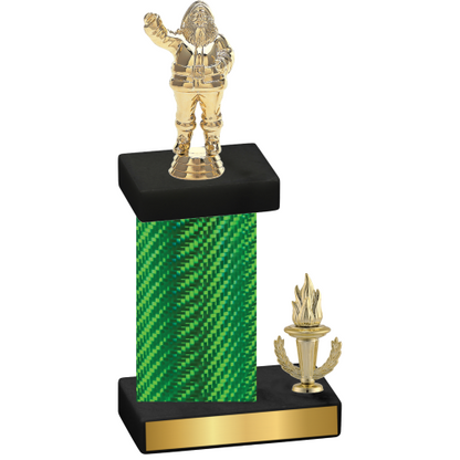 Accented Single Green Carbon Fiber Victory Holiday Trophy