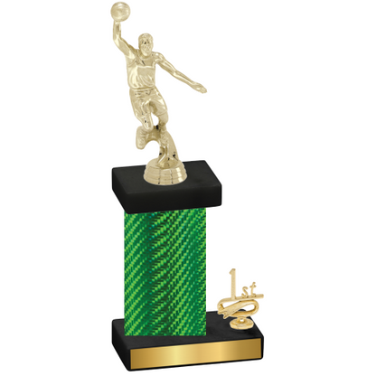 Accented Single Green Carbon Fiber First Place Basketball Trophy