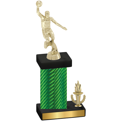 Accented Single Green Carbon Fiber Victory Basketball Trophy