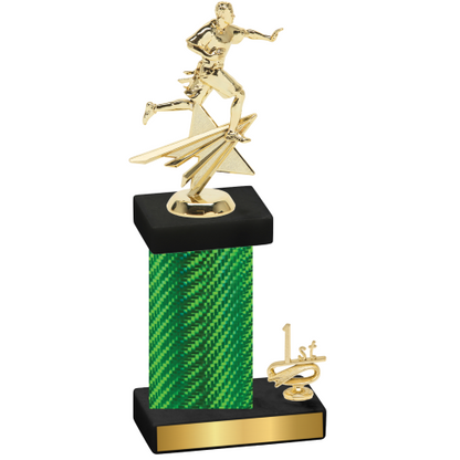 Accented Single Green Carbon Fiber First Place Flag Football Trophy