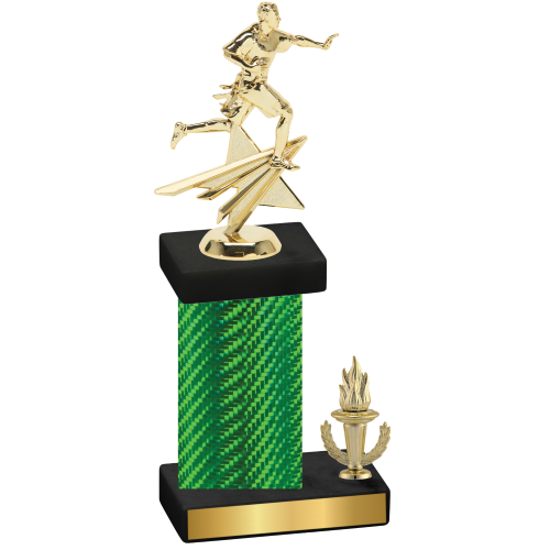 Accented Single Green Carbon Fiber Victory Flag Football Trophy