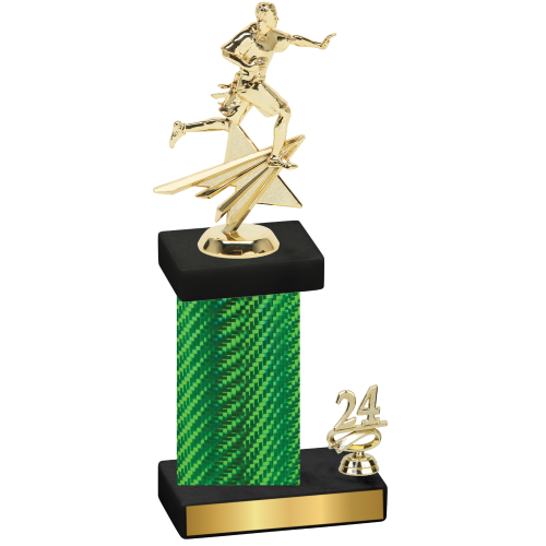 Accented Single Green Carbon Fiber Year Flag Football Trophy