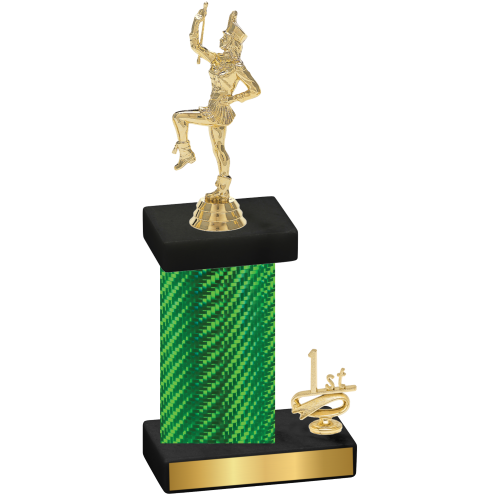 Accented Single Green Carbon Fiber First Place Majorette Trophy