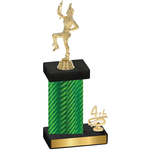 Accented Single Green Carbon Fiber Fourth Place Majorette Trophy