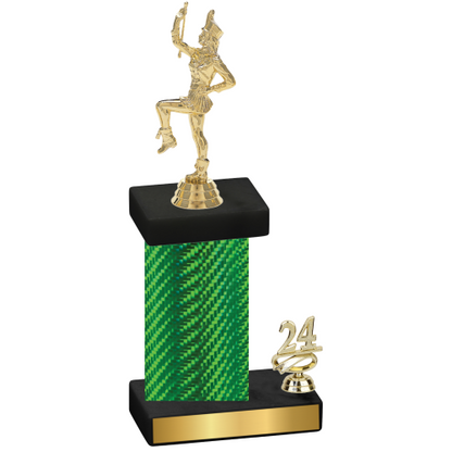 Accented Single Green Carbon Fiber Year Majorette Trophy