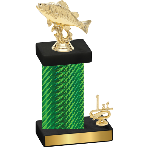 Accented Single Green Carbon Fiber First Place Fishing Trophy