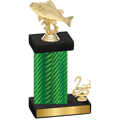 Accented Single Green Carbon Fiber Second Place Fishing Trophy