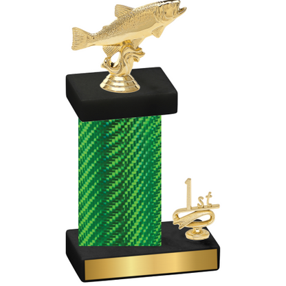 Accented Single Green Carbon Fiber First Place Fishing Trophy