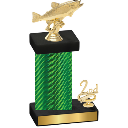 Accented Single Green Carbon Fiber Second Place Fishing Trophy