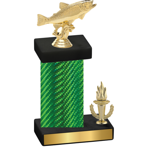 Accented Single Green Carbon Fiber Victory Fishing Trophy