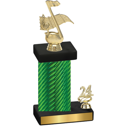 Accented Single Green Carbon Fiber Year Music Trophy