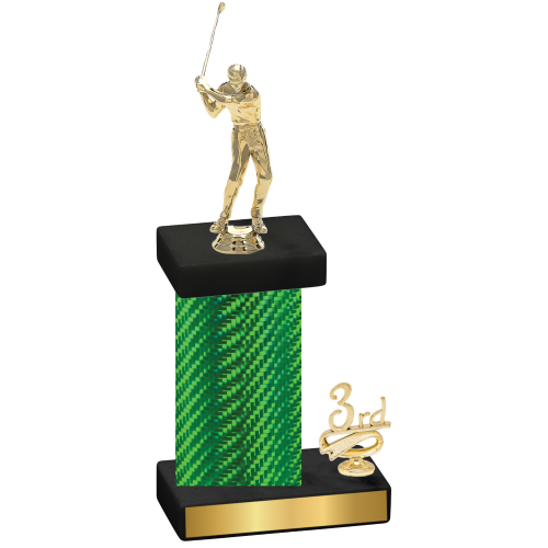 Accented Single Green Carbon Fiber Third Place Golf Trophy