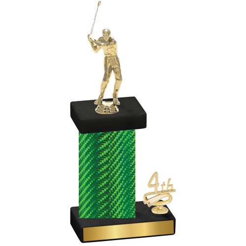 Accented Single Green Carbon Fiber Fourth Place Golf Trophy