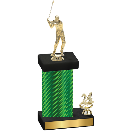 Accented Single Green Carbon Fiber Year Golf Trophy