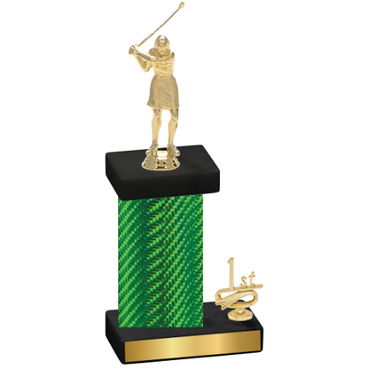 Accented Single Green Carbon Fiber First Place Golf Trophy