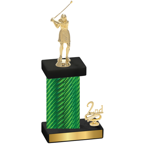 Accented Single Green Carbon Fiber Second Place Golf Trophy