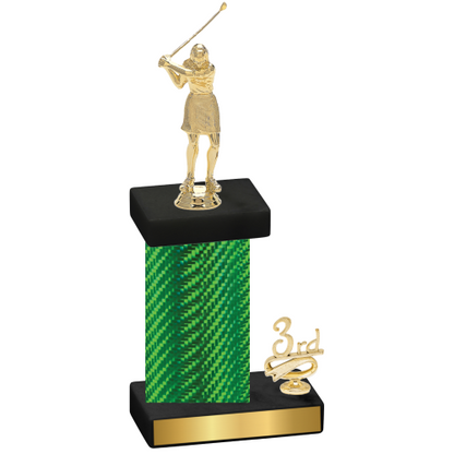 Accented Single Green Carbon Fiber Third Place Golf Trophy