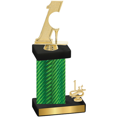 Accented Single Green Carbon Fiber First Place Golf Trophy