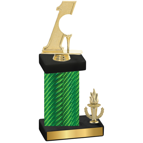 Accented Single Green Carbon Fiber Victory Golf Trophy