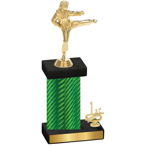 Accented Single Green Carbon Fiber First Place Karate Trophy