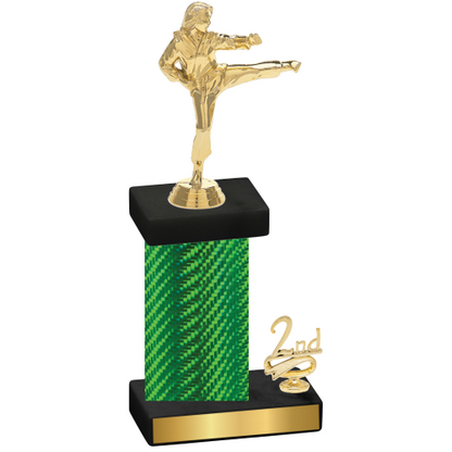 Accented Single Green Carbon Fiber Second Place Karate Trophy