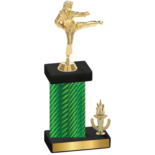 Accented Single Green Carbon Fiber Victory Karate Trophy