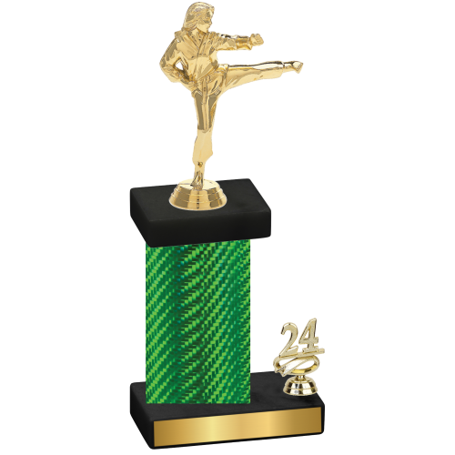 Accented Single Green Carbon Fiber Year Karate Trophy