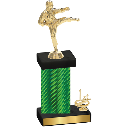 Accented Single Green Carbon Fiber First Place Karate Trophy