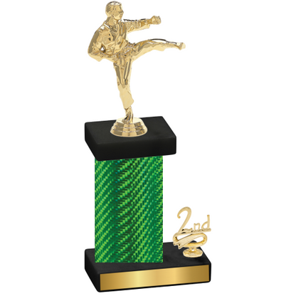 Accented Single Green Carbon Fiber Second Place Karate Trophy