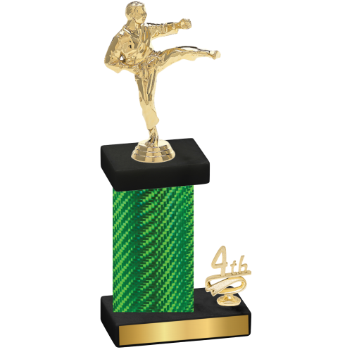 Accented Single Green Carbon Fiber Fourth Place Karate Trophy