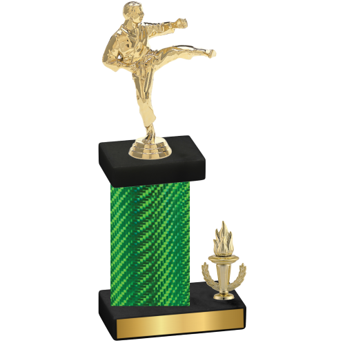 Accented Single Green Carbon Fiber Victory Karate Trophy