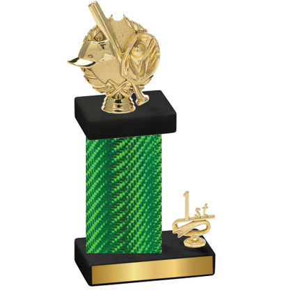 Accented Single Green Carbon Fiber First Place Baseball Trophy