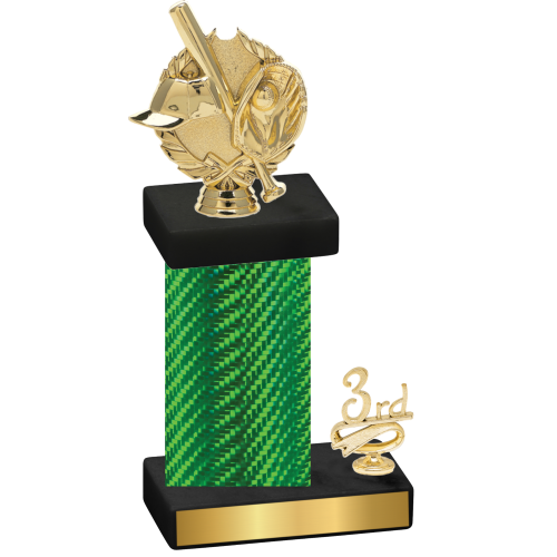 Accented Single Green Carbon Fiber Third Place Baseball Trophy