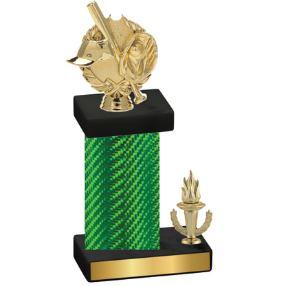 Accented Single Green Carbon Fiber Victory Baseball Trophy