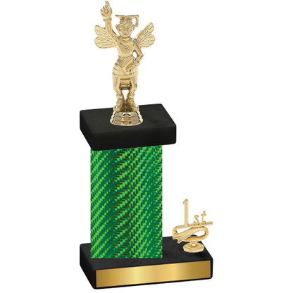 Accented Single Green Carbon Fiber First Place Academics Trophy