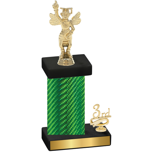 Accented Single Green Carbon Fiber Third Place Academics Trophy