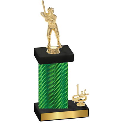 Accented Single Green Carbon Fiber First Place Baseball Trophy