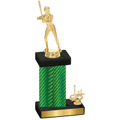 Accented Single Green Carbon Fiber First Place Softball Trophy