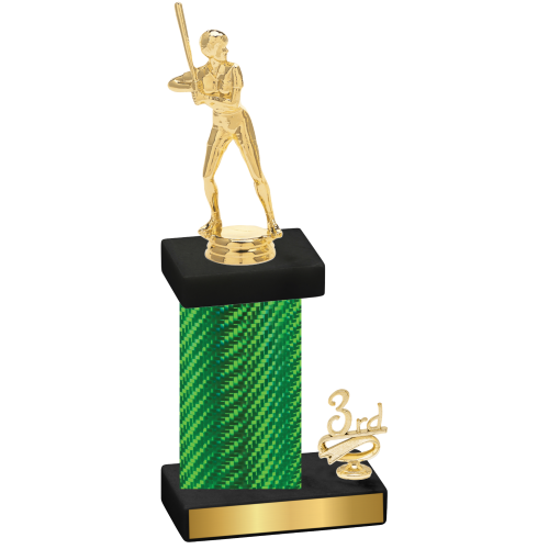 Accented Single Green Carbon Fiber Third Place Softball Trophy