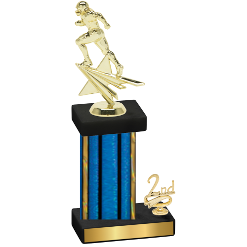 Accented Single Blue Glacier Second Place Football Trophy