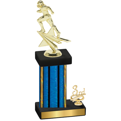 Accented Single Blue Glacier Third Place Football Trophy